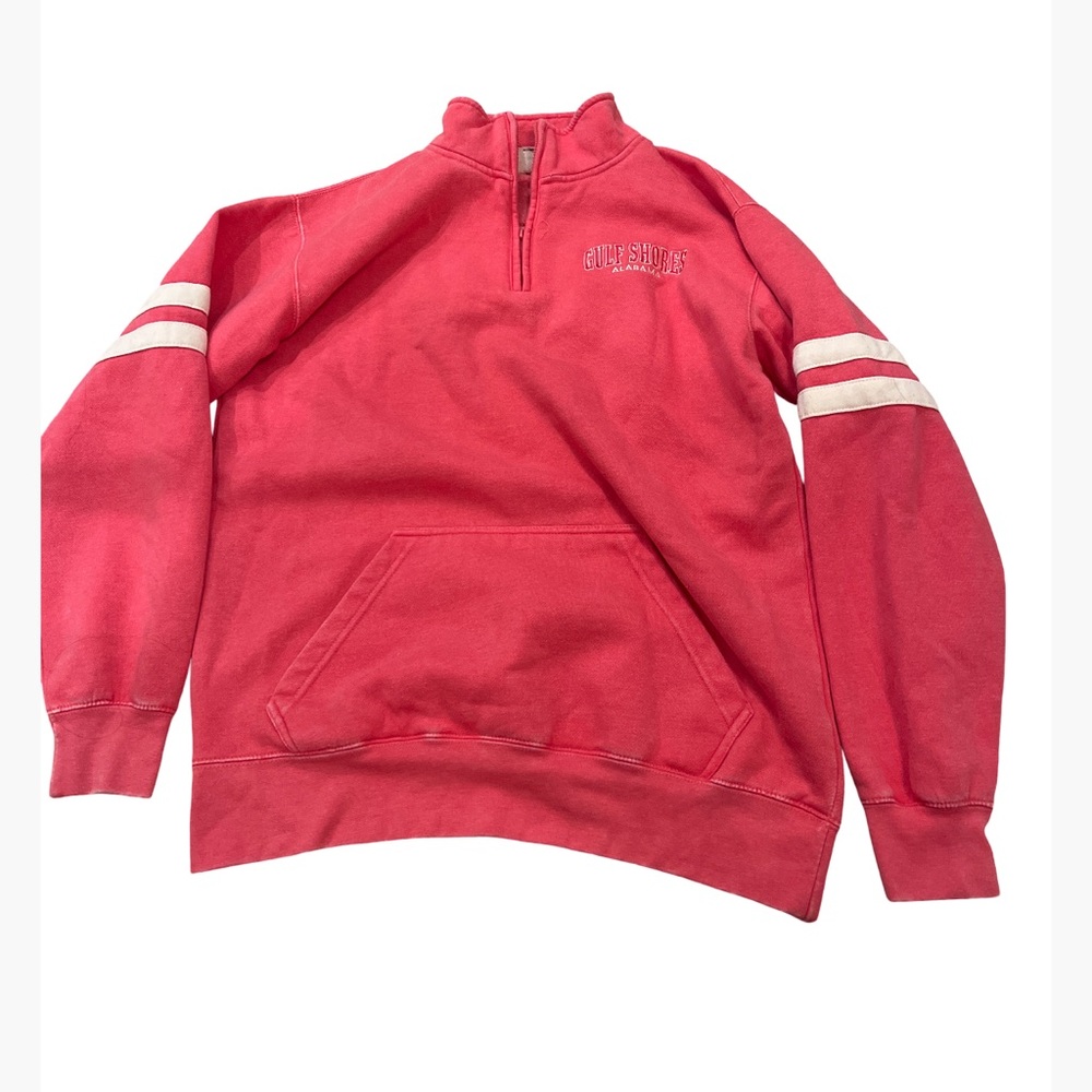 Gulf shores sweatshirt pink and white quarter zip hoodie